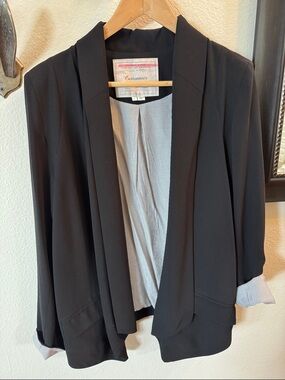 Anthropologie Cartonnier Black Open-Front Draped Blazer